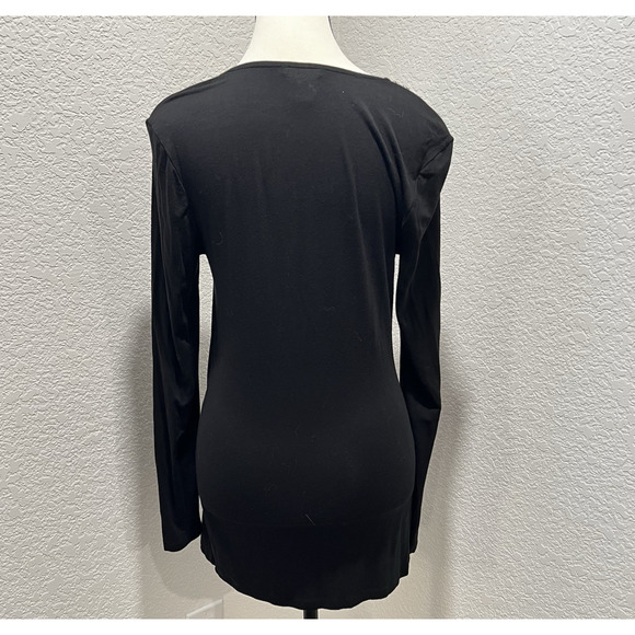 Cache Black Studded Eyelet Square Neckline Y2K Baby Long Sleeve Mob Wife Size S - Picture 4 of 8